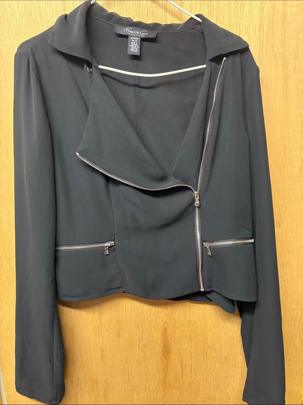 Kenneth Cole Black Asymmetric Zip Blazer